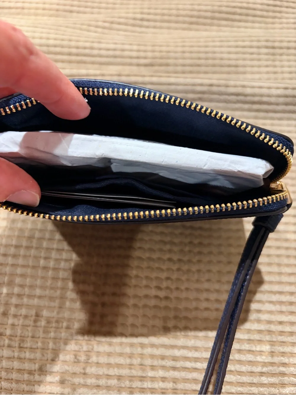 Coach navy blue wristlet